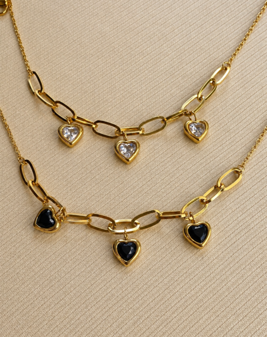 Crystal Heart-Drop Chain Bracele Silver