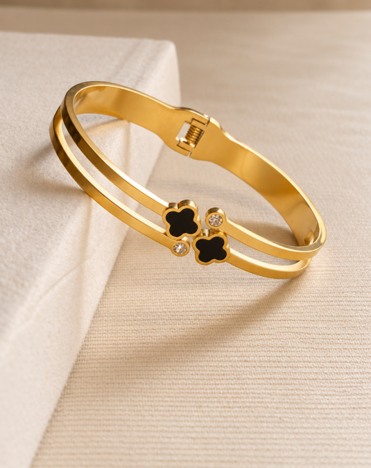 Double Clover Crystal Bangle