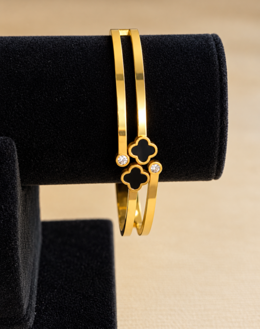 Double Clover Crystal Bangle