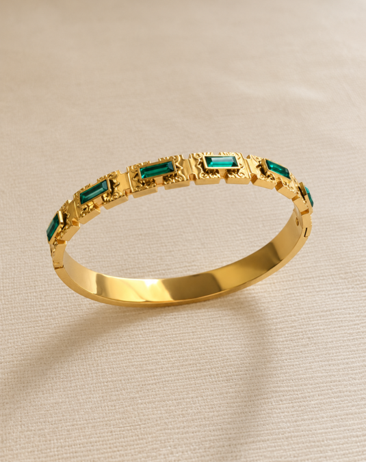 Emerald Carved Link Bangle