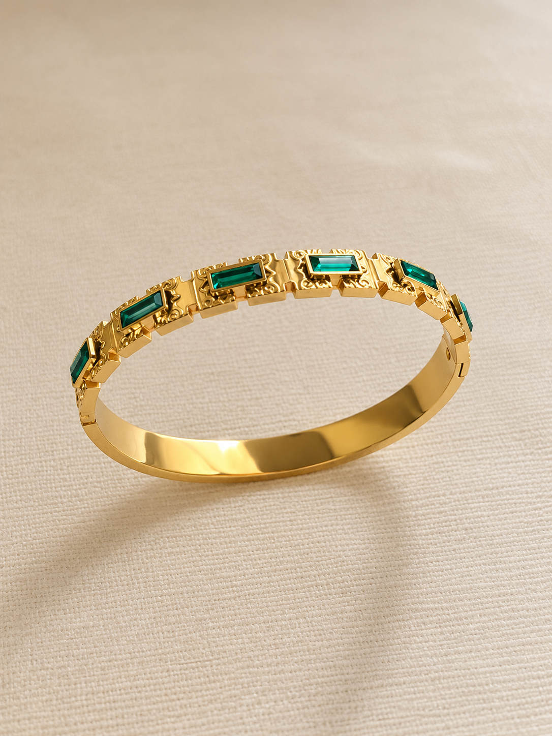 Emerald Carved Link Bangle