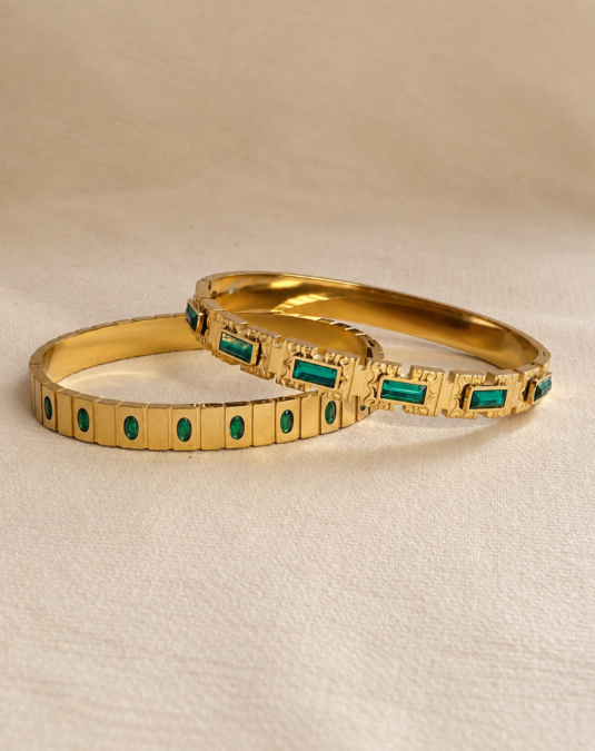Emerald Carved Link Bangle