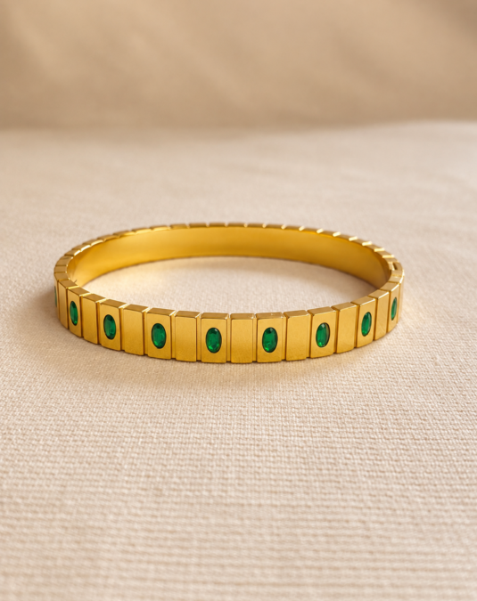 Emerald Link Cuff Bracelet