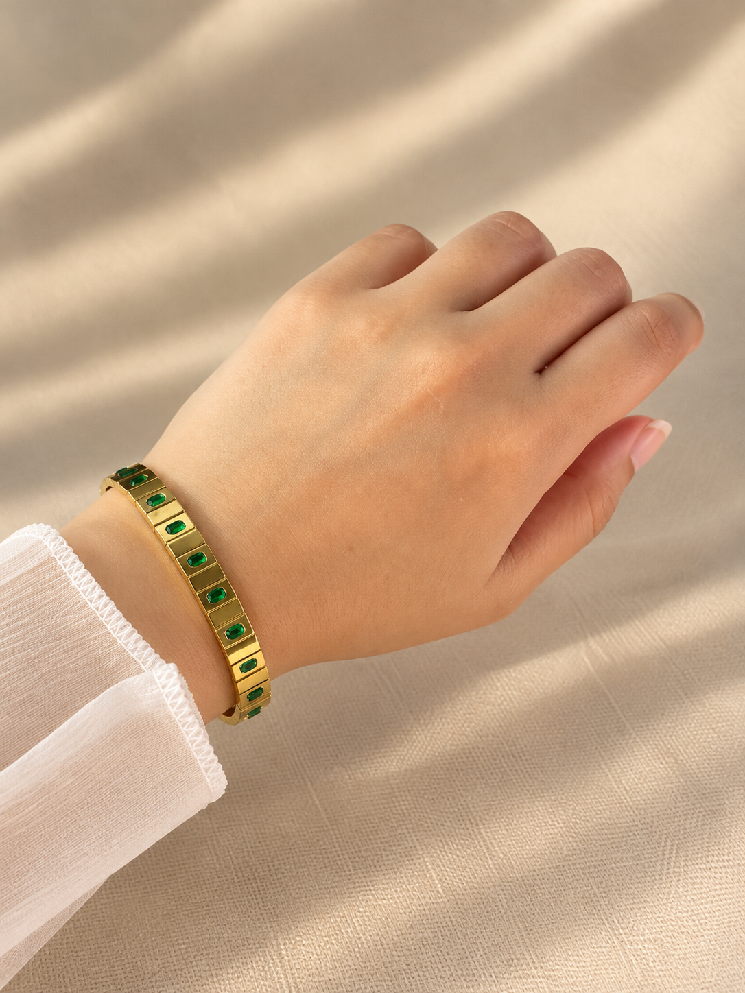Emerald Link Cuff Bracelet - Image 1