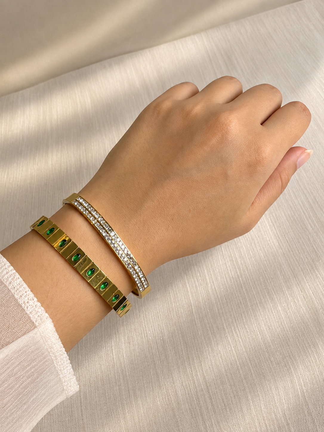 Emerald Link Cuff Bracelet - Image 2