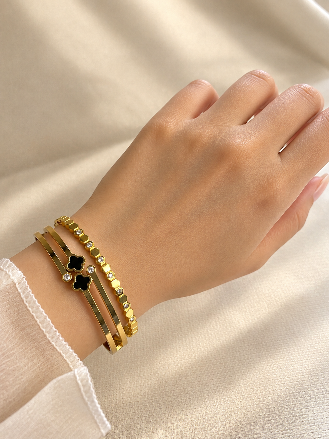 Faceted Crystal Link Bangle - Image 3