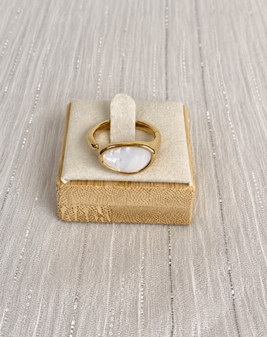Mother-of-Pearl Oval Open Ring