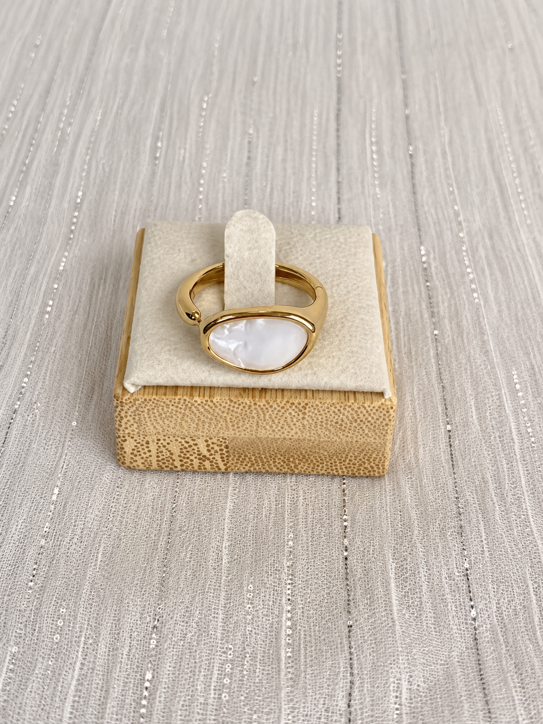 Mother-of-Pearl Oval Open Ring