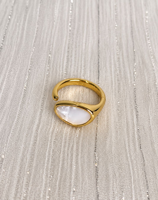 Mother-of-Pearl Oval Open Ring