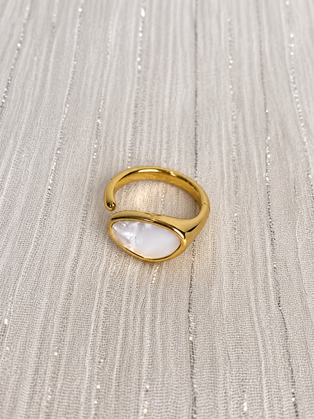 Mother-of-Pearl Oval Open Ring
