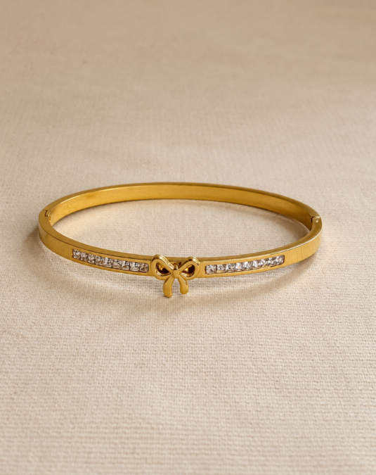 Ribbon Bow Crystal Bangle
