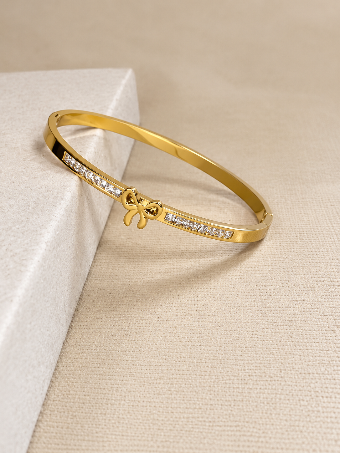 Ribbon Bow Crystal Bangle - Image 2