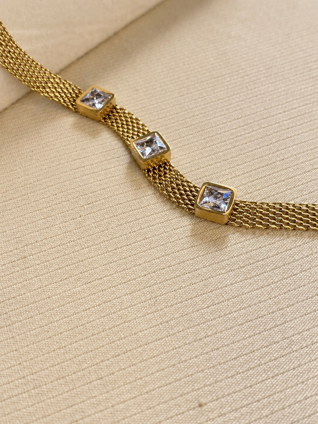 Triple Square Crystal Mesh Bracelet Silver - Image 4